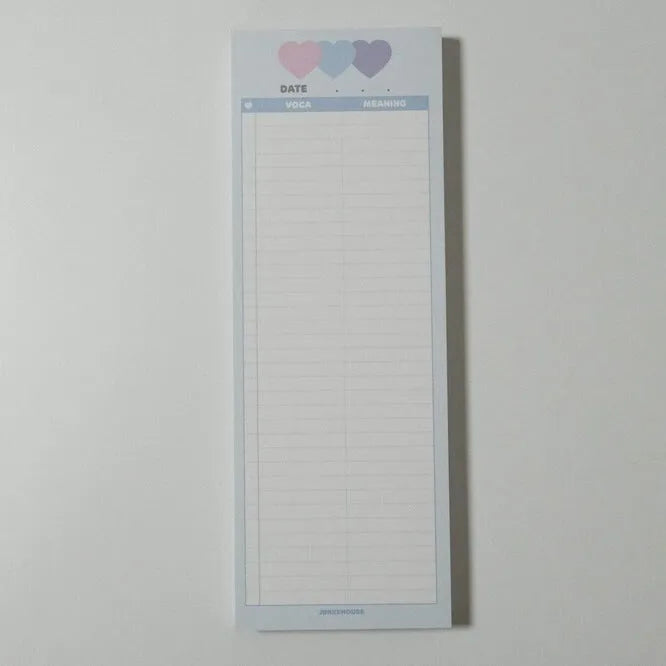 Vertical double-sided notepad with English words printing in B5 half size with coloured cover