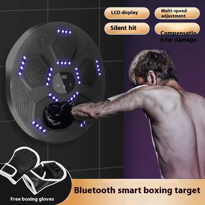 Smart music boxing machine with hanging reaction target wall set and matching boxing gloves