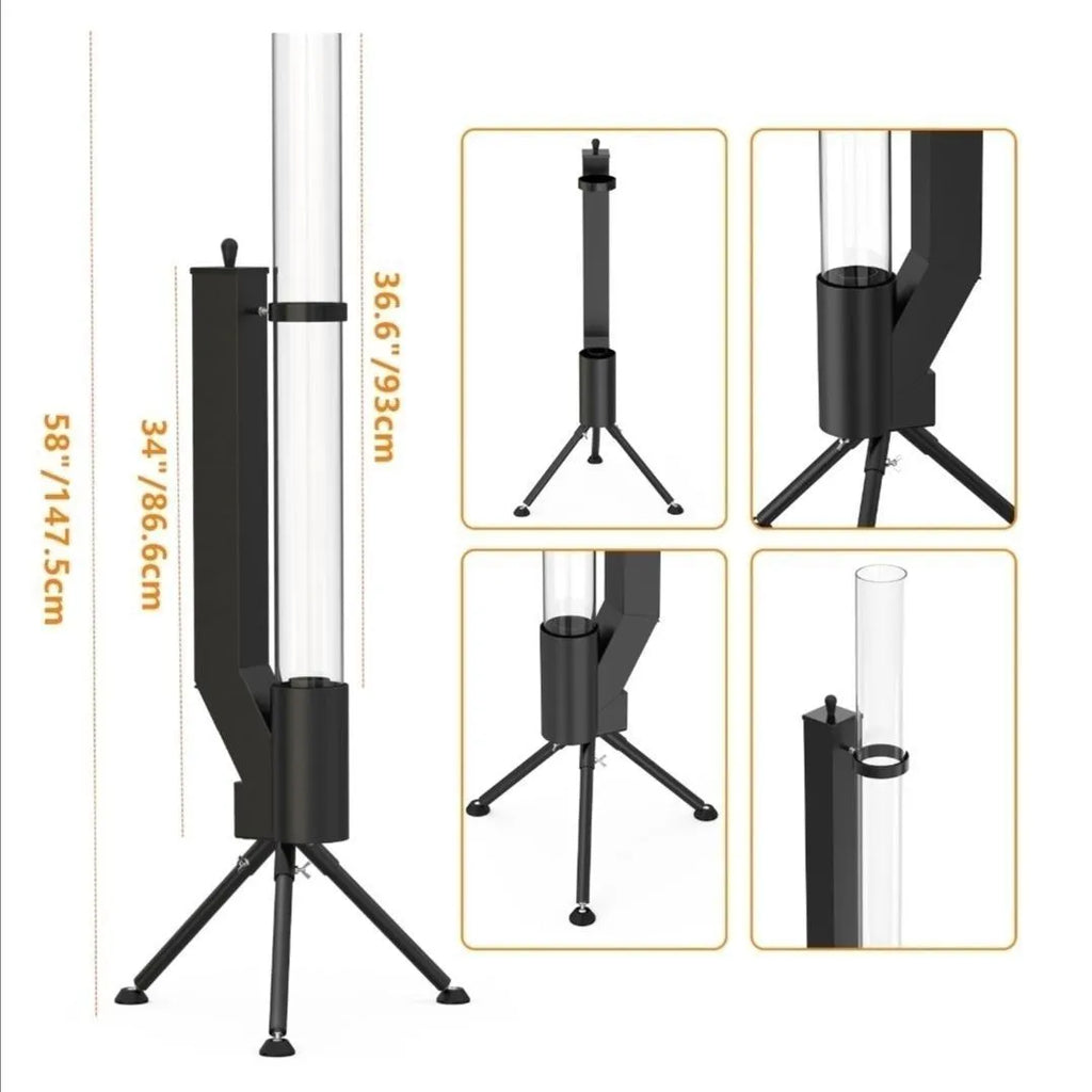 Vertical rocket integrated wood burning heating stove for courtyard installation with iron construction