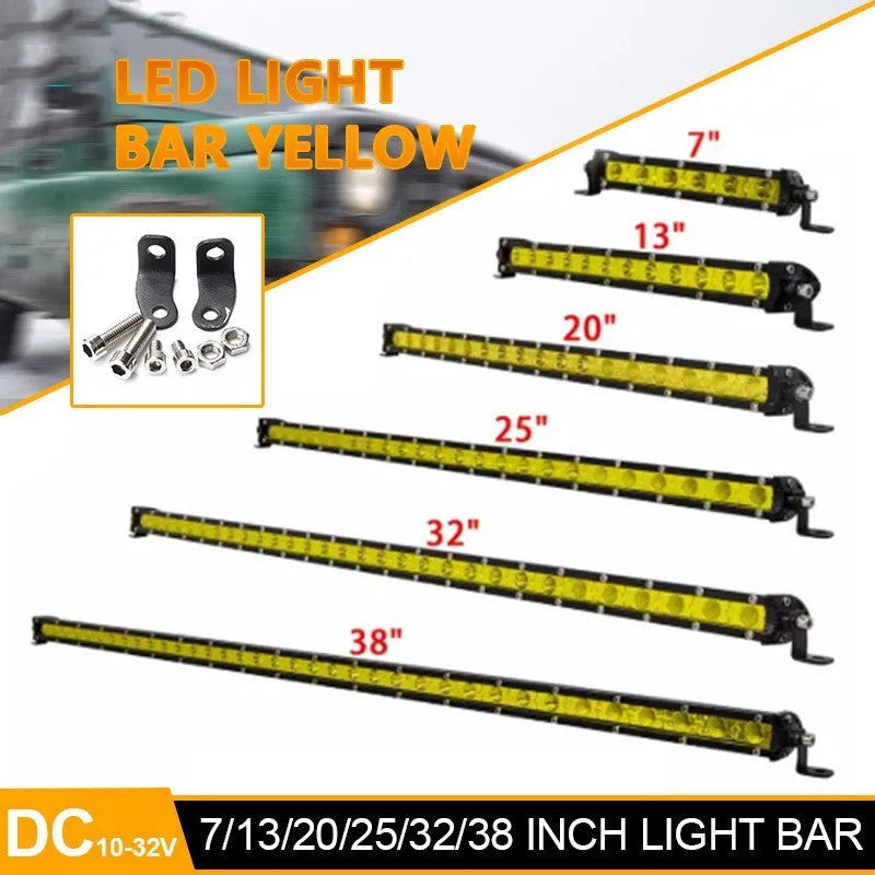 25-inch silver aluminium alloy single row LED light bar for cars with mounting brackets