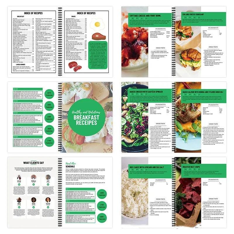 28-day high-protein diet plan book with A4 paper size and 28Day Dietary Plan cover colour on flat surface