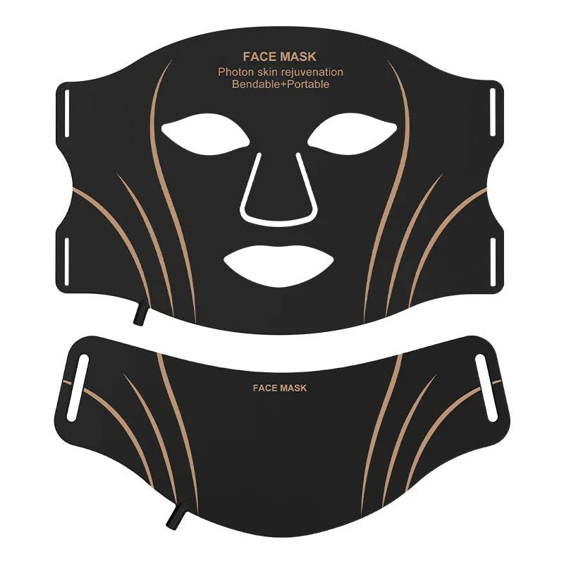 Black and gold IPL LED phototherapy facial mask beauty device with headband and touch screen controls