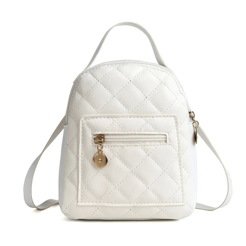 Korean style embroidered girls backpack in square shape with soft carry handle