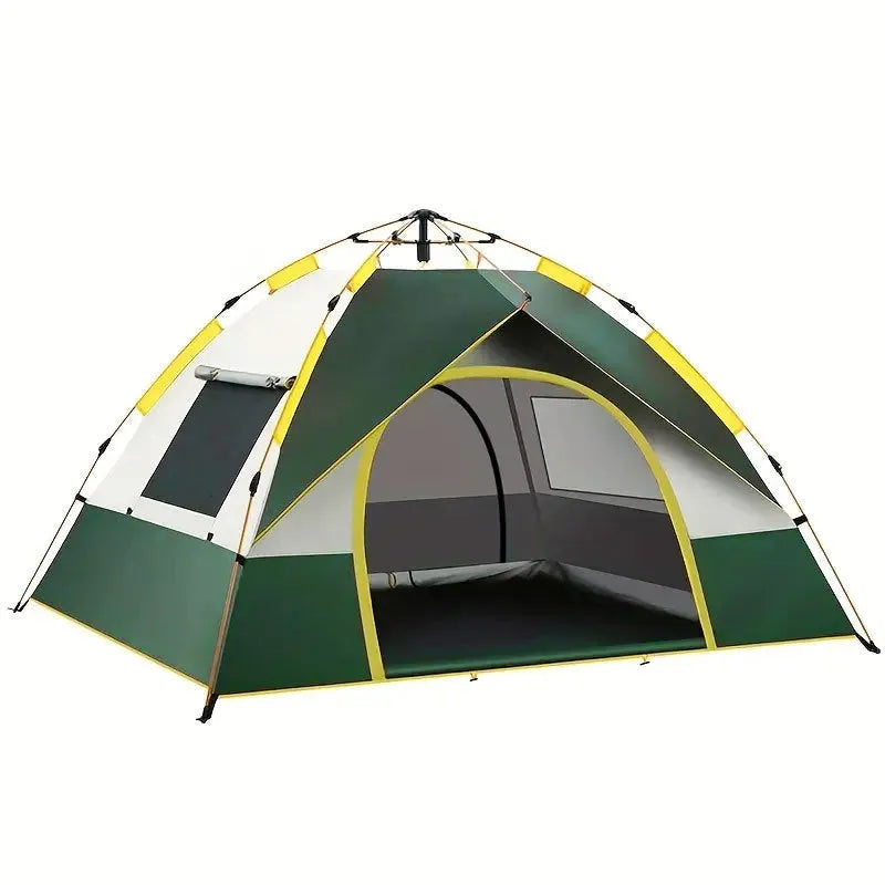 Dark Green Silver Glue automatic pop-up camping tent for 3-4 people with ground nails