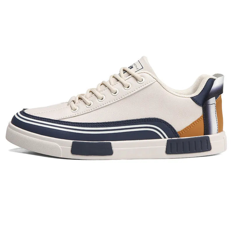 Men's canvas casual shoes with section mesh design in beige and white with green colour options
