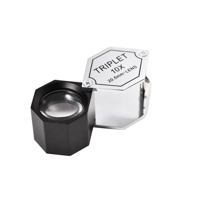 Handheld portable jewellery magnifying glass with optical glass lens and metal body for stamp coin jade identification