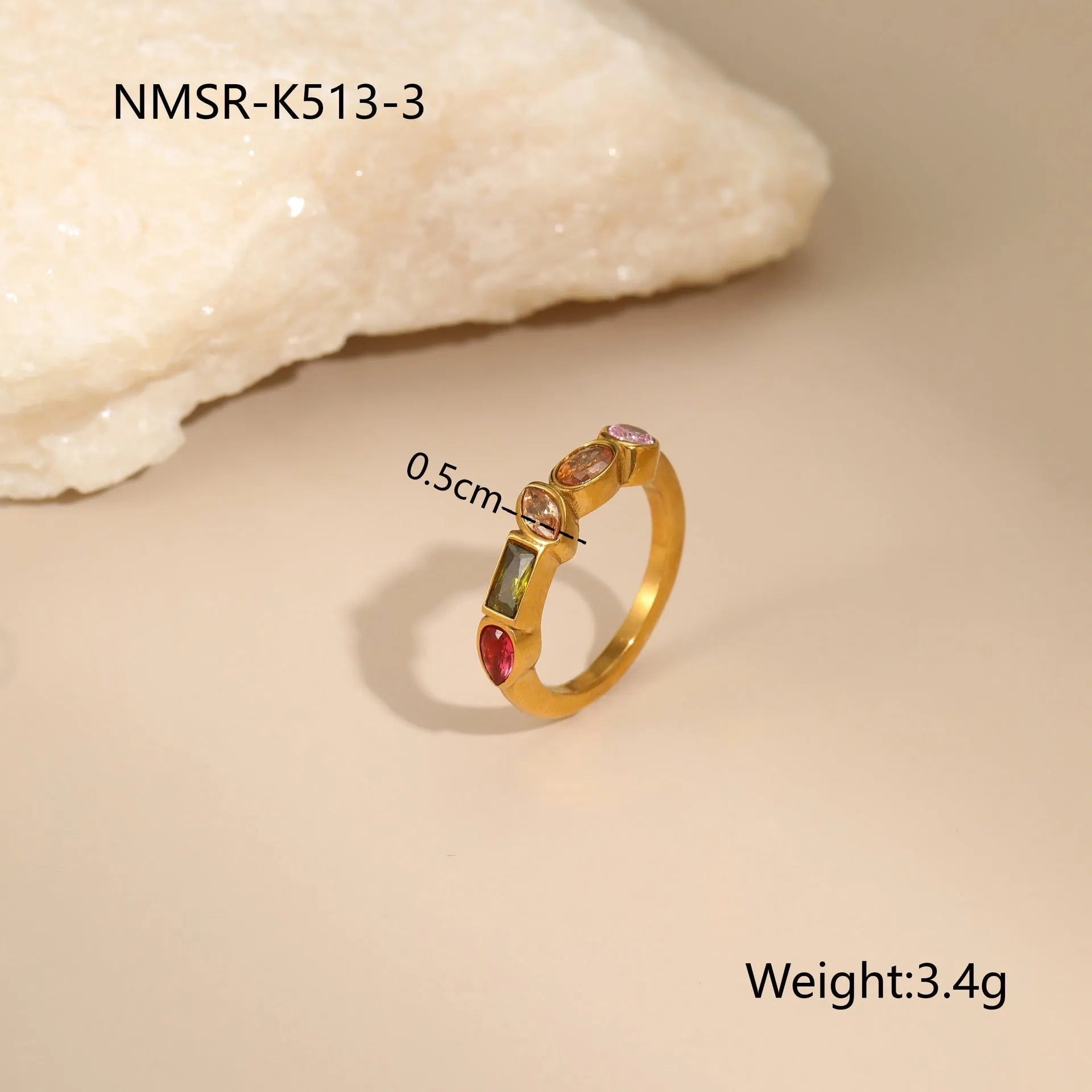 18K gold plated geometric zircon jewellery set showing necklace, ring and earrings with regular chain design