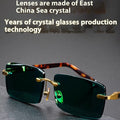 Dark green frameless crystal glasses with protective case and cleaning cloth