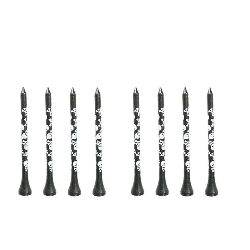 Black skull print bamboo dowel pins for golf accessories in 70mm and 83mm lengths