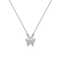 Silver butterfly pendant necklace with opal detail on cross chain