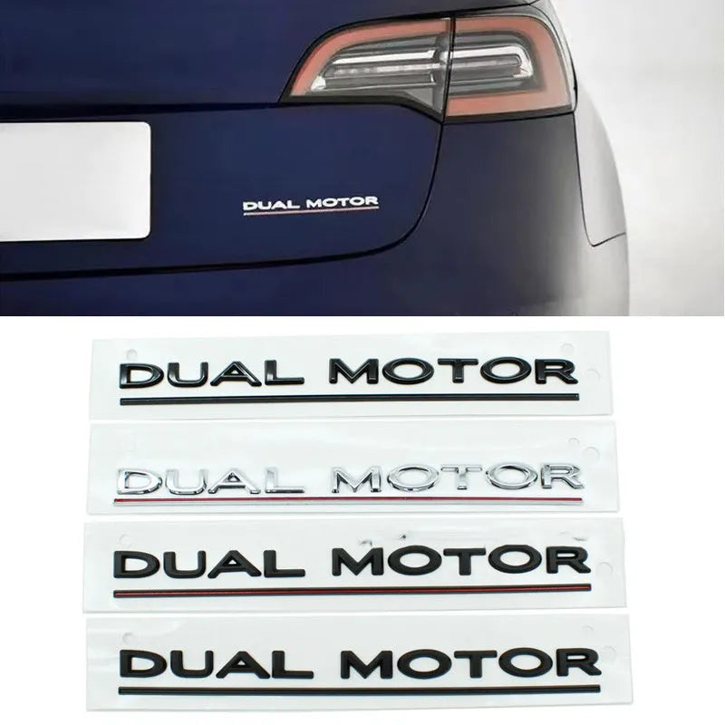 Tesla Model 3 rear bumper performance letter sticker in matte black with red stripe, measuring 19cm by 3cm.
