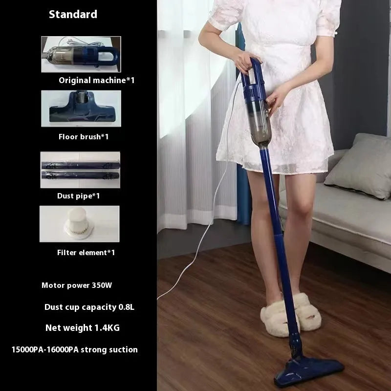 White flagship wired vacuum cleaner with suction mop integrated and anti-mite head on hard floor