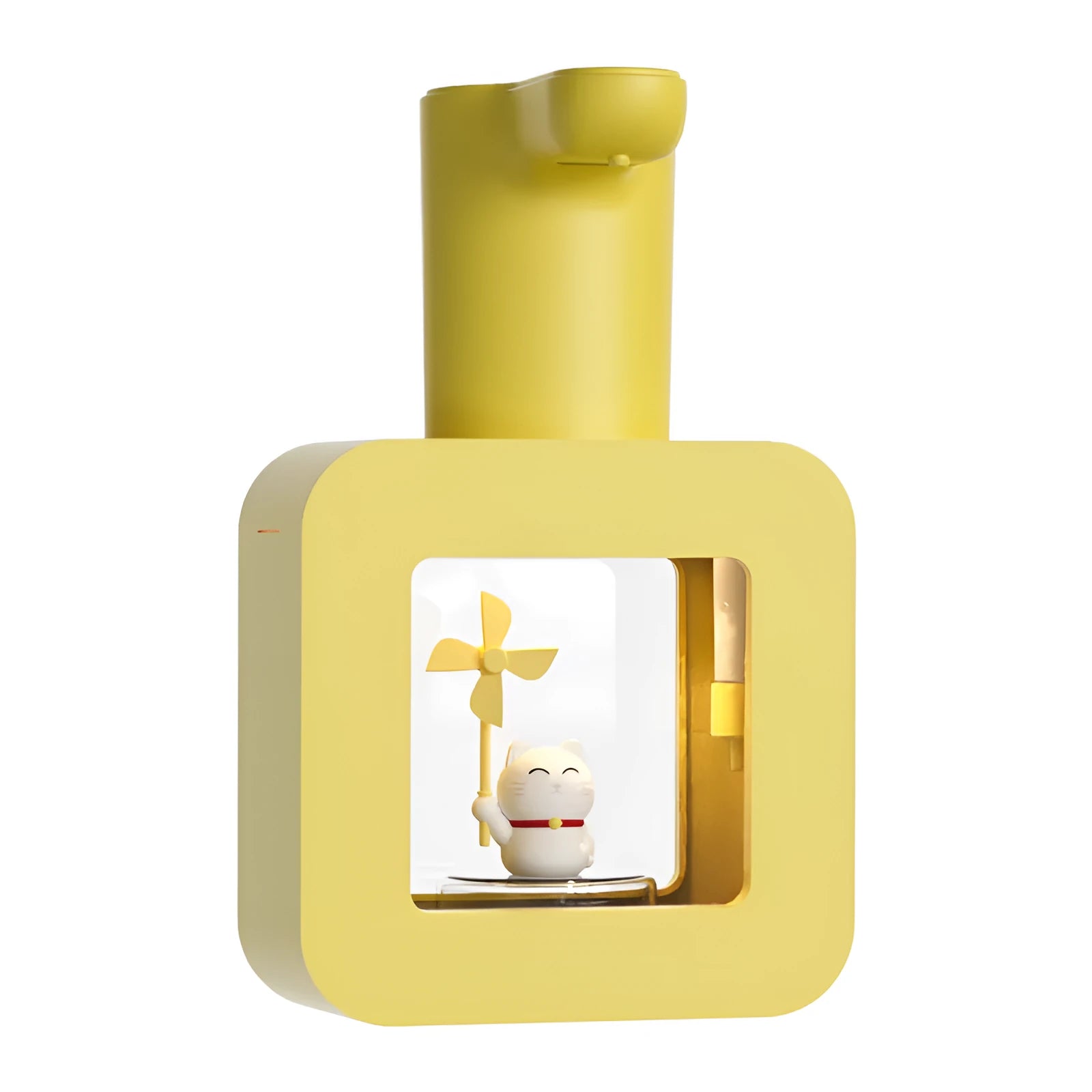 Yellow automatic touchless soap dispenser with unicorn cartoon design for children