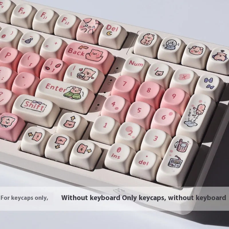Pink Pig-themed scented PBT keycap with colourful dye-sublimation artwork on all sides.