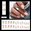 Black and white frosted press-on nail decorations with French style design