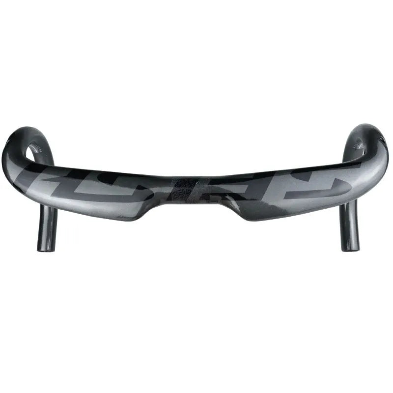 Carbon fibre road bike drop handlebar showing bend profile, available in multiple widths and light colour finishes.
