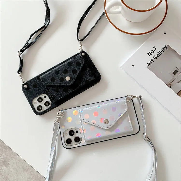 Black silicone iPhone case with a diagonal card slot and raised wave pattern design.