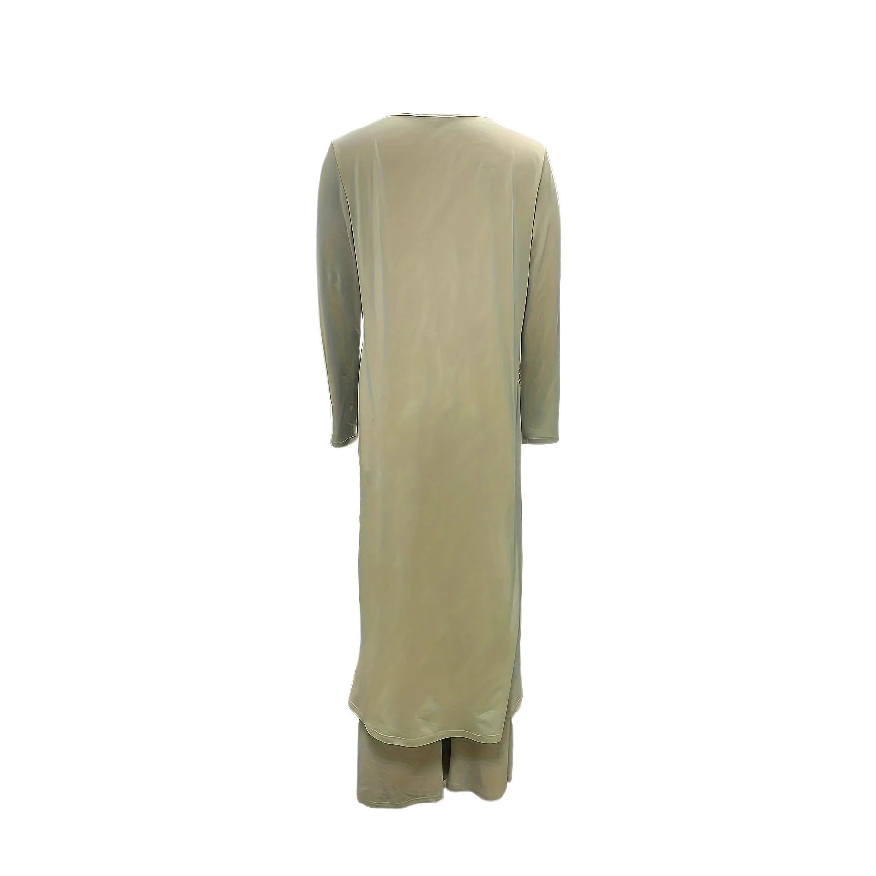 Casual long sleeve top and trousers lounge set in black, shown on a hanger