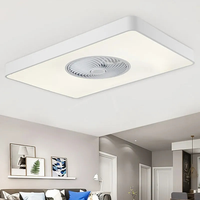 Nordic style ceiling fan with integrated light fixture in a solid wood frame