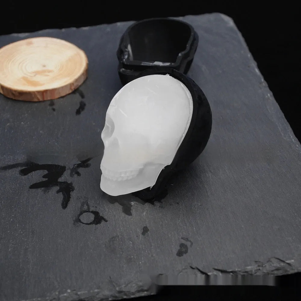 3D Halloween skull ice cube tray made from blue food grade silicone