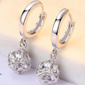 Geometric rose design zircon earrings for women in electroplated copper with multiple colour options