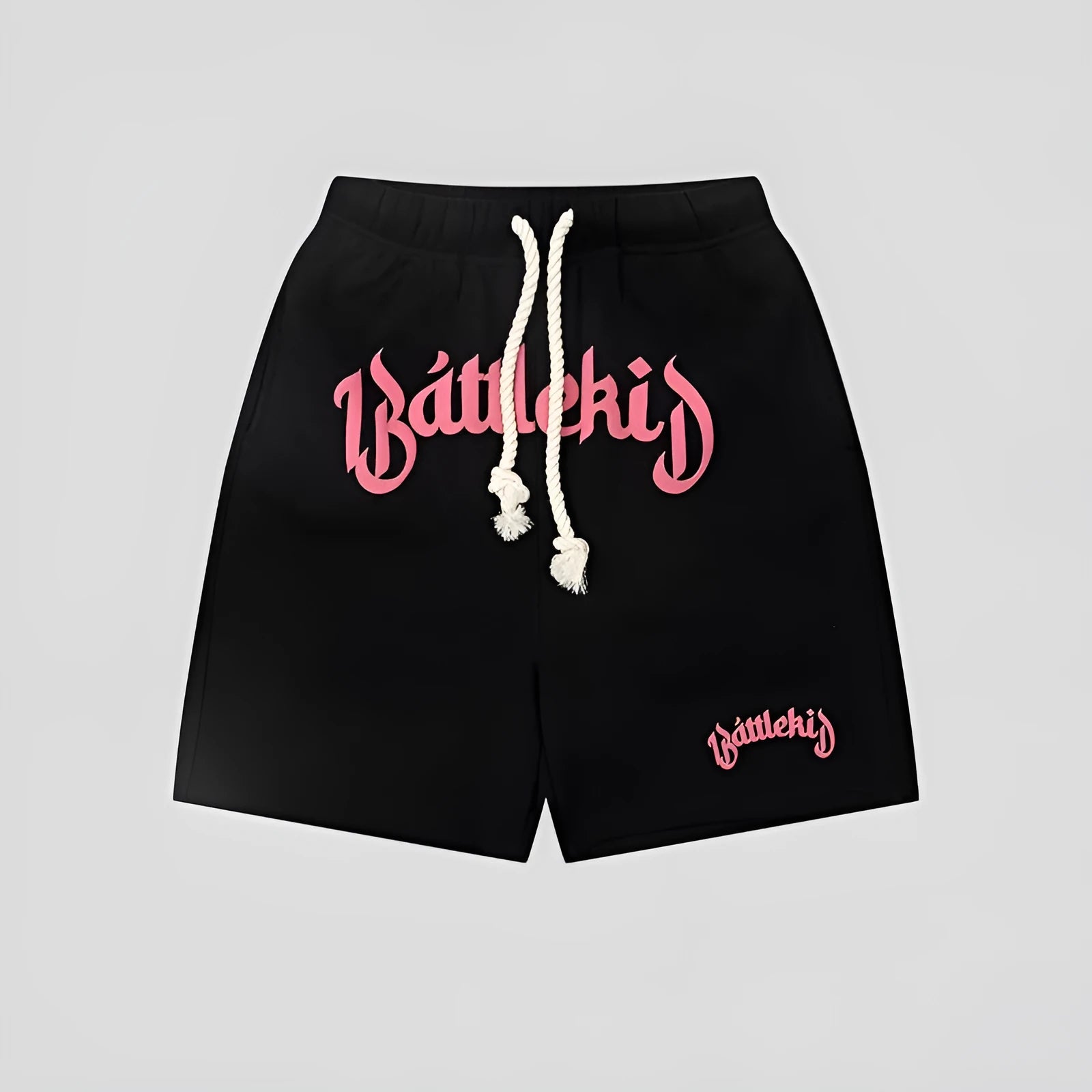 Men's loose cotton blend cropped shorts in grey, shown in a casual setting