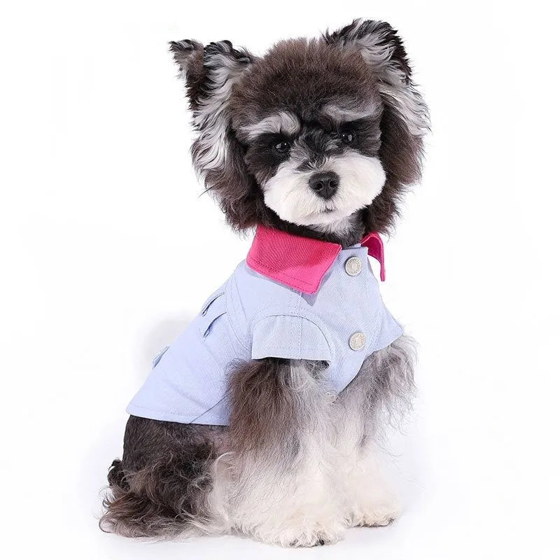 Blue and purple summer dog vest with traction rope ring for small dogs in seven sizes