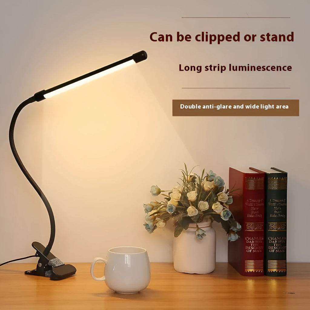 26cm black USB LED desk lamp with adjustable arm for study lighting