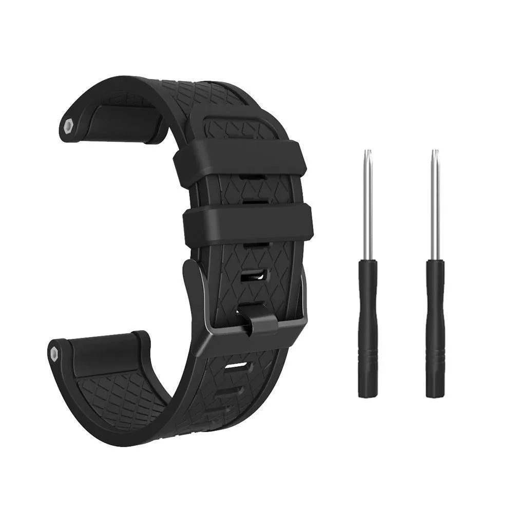 Black silicone watch strap with stainless steel buckle for Jiaming 26mm watches
