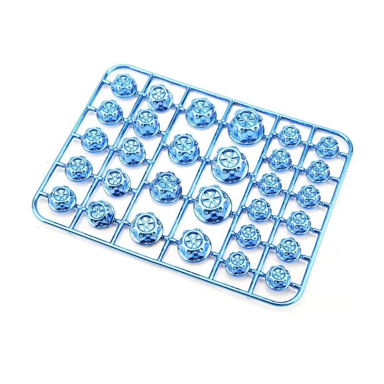 Set of 30 coloured ABS plastic motorcycle screw caps for engine bolt protection.