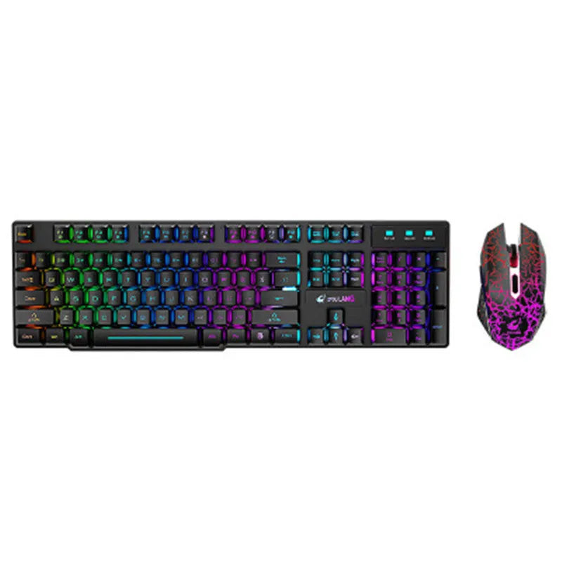 Wireless charging keyboard and mouse set with backlight and ergonomic design in black rainbow colour option