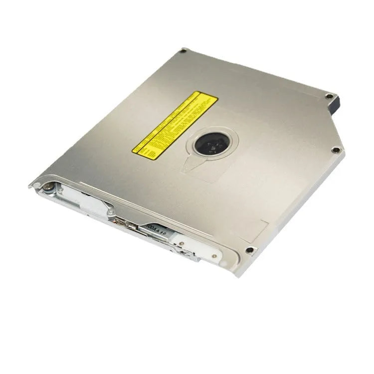 Silver internal SATA optical drive model UJ8A8 for MacBook Pro 13 laptop, showing dimensions.
