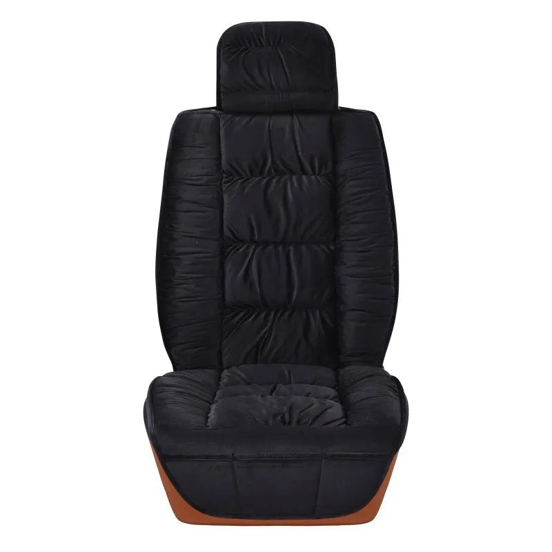 Winter short plush car seat cushion in multiple colours with wool cotton filler and polyester cover material