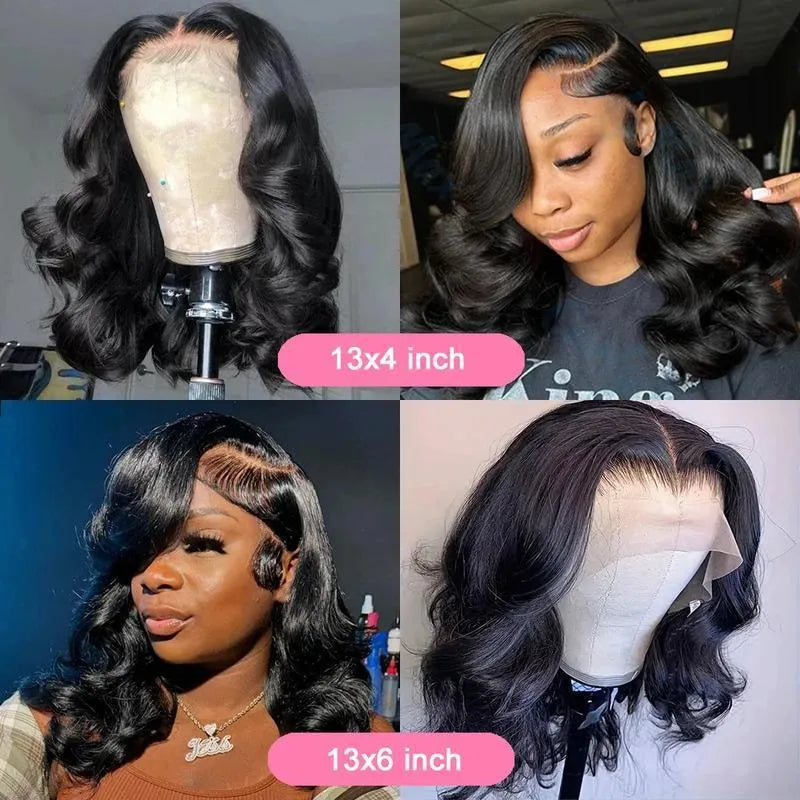 Black human hair wavy curly lace front wig with elastic band and natural hairline