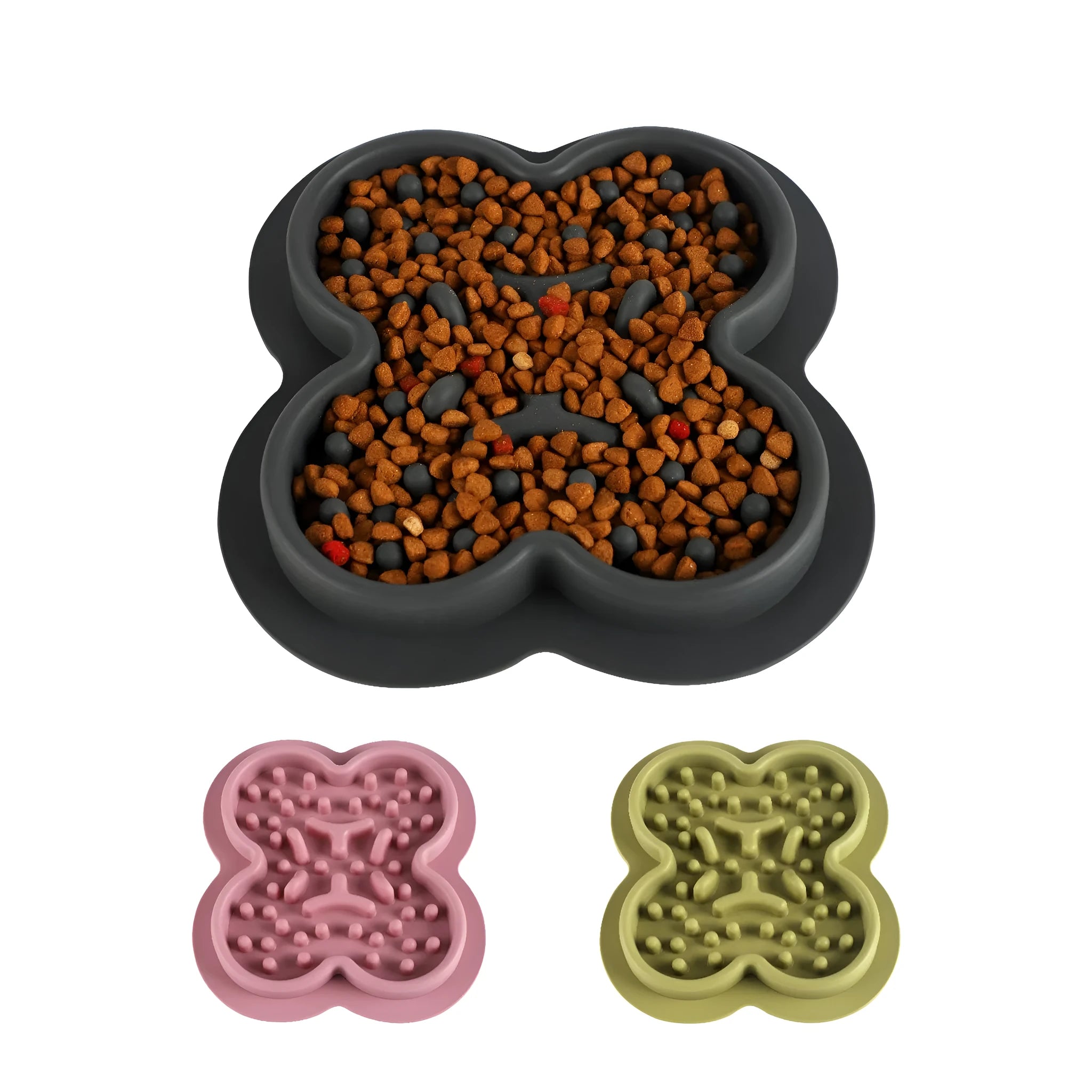 Silicone pet licking pad slow feeder mat in blue, 19cm by 21cm with non-slip base