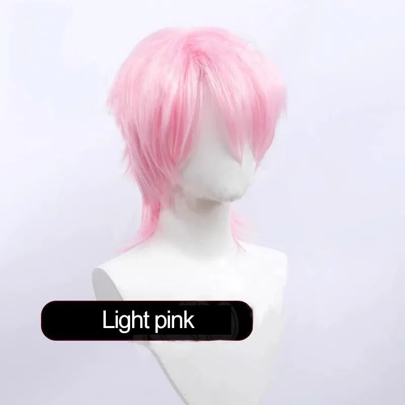 Short cosplay wig in synthetic fibre with anti-curling treatment for character costumes
