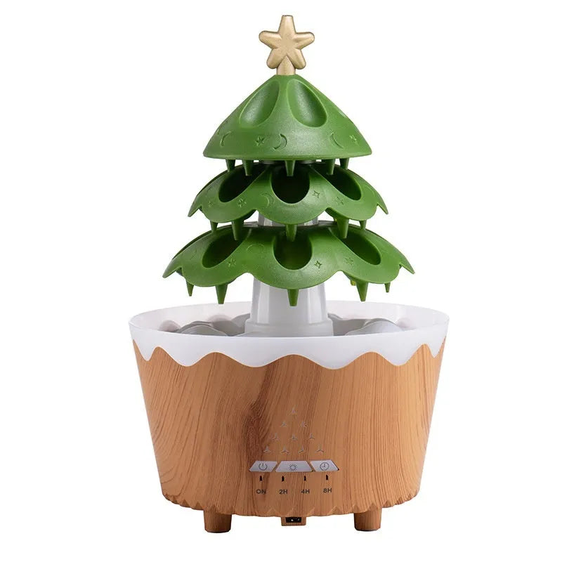 White column-shaped essential oil aroma diffuser with timer and mute operation, 15.2 x 15.2 x 24 cm