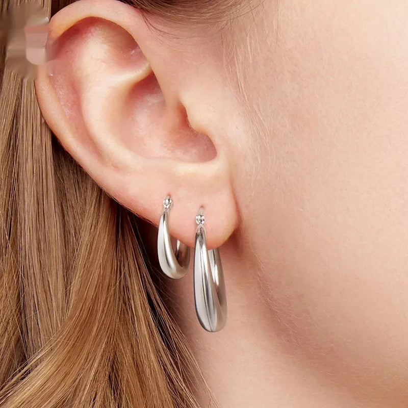 Copper geometric earrings with ring clip design in three size options