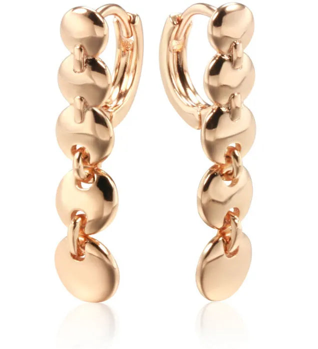 Retro gold colour woven copper circle earrings with 4cm diameter