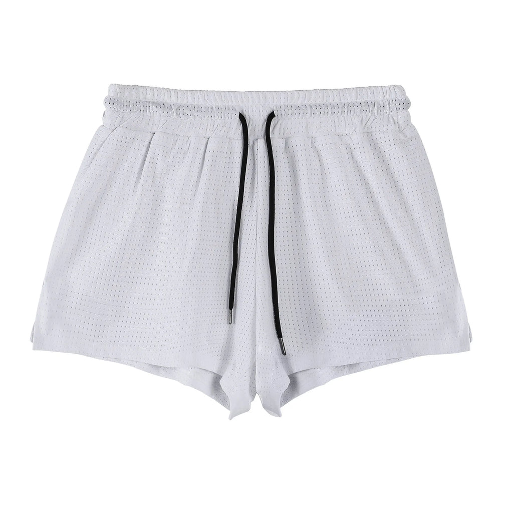 Men's quick-drying nylon summer shorts in black or white colours with mid waist design