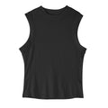 Black quick-dry fitness vest with loose fit and stretch fabric for summer sports
