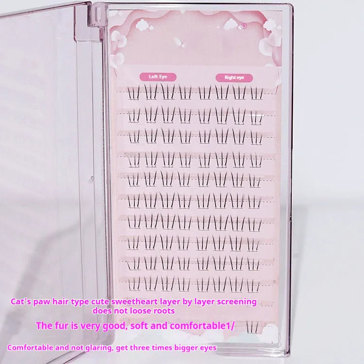 Kitten's paw lower false eyelashes with segmented sheer root and natural long pointed tail style