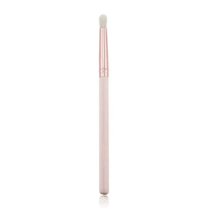 26 piece pink wooden handle makeup brush set in a PU travel bag