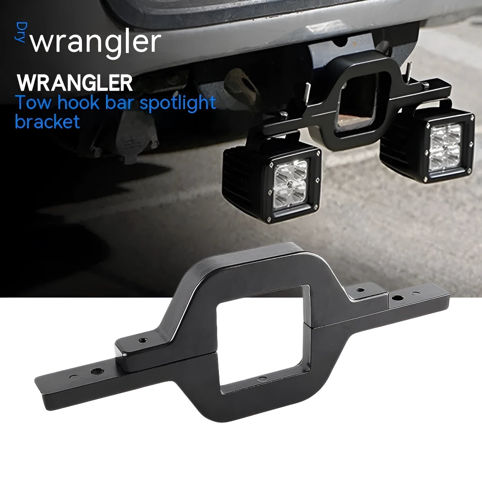 Black aluminium alloy LED reverse light mounting bracket for Jeep Wrangler off-road vehicles