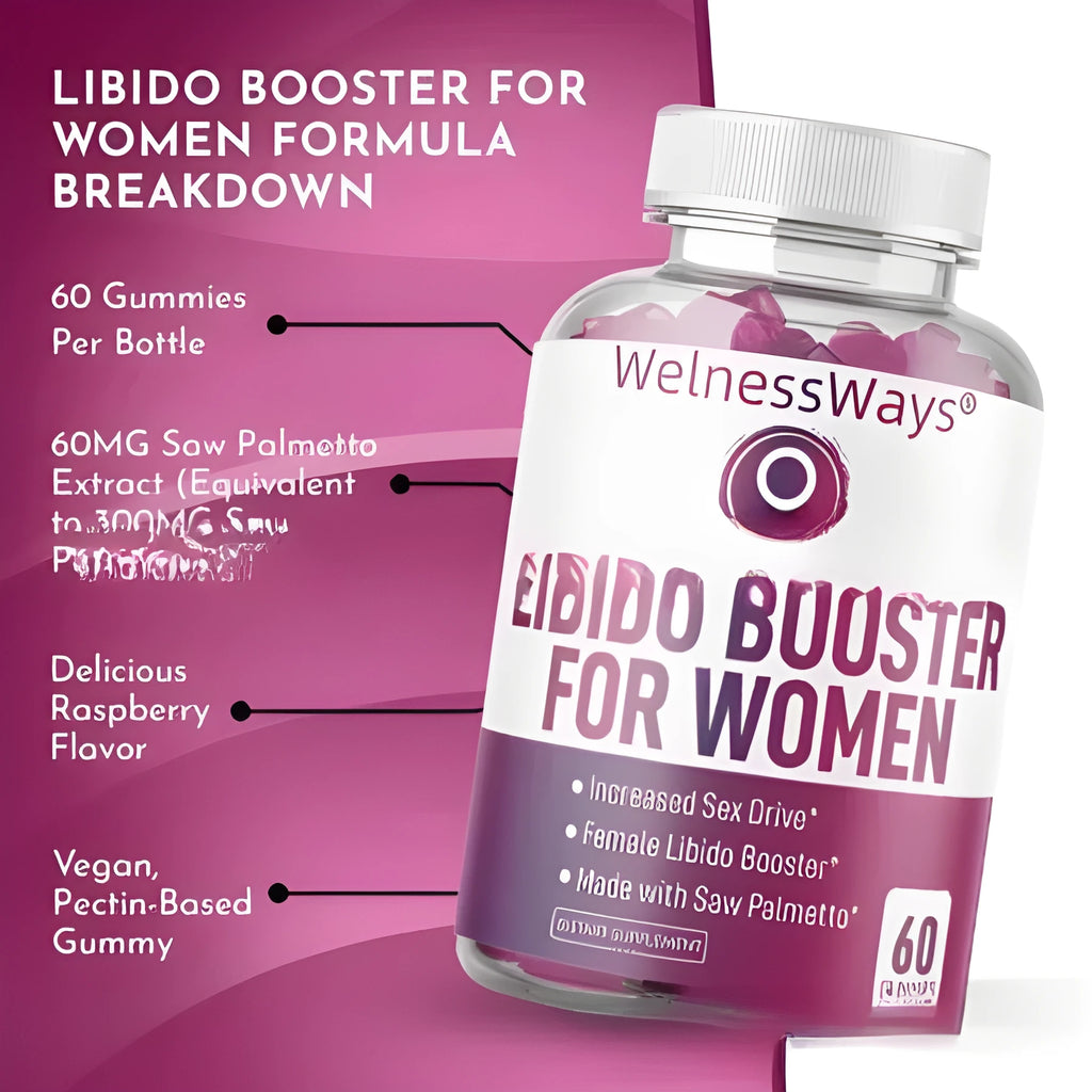 Libido booster gummies with saw palmetto in a bottle