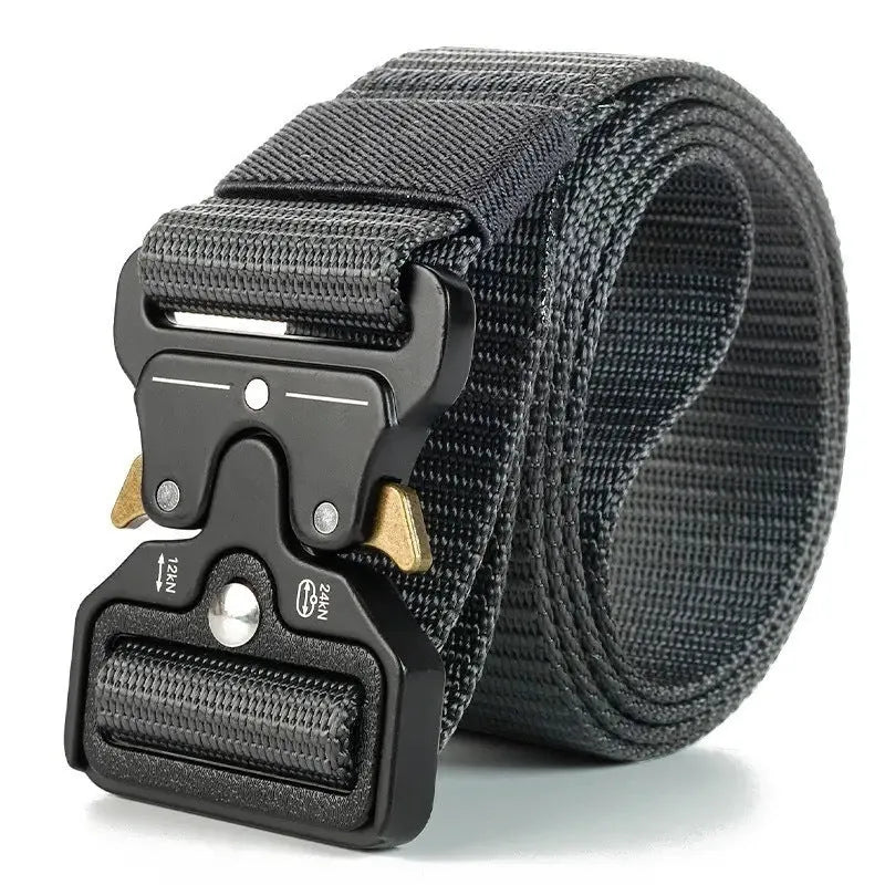 Men's thick canvas tactical belt with an alloy release buckle in Army Green colour