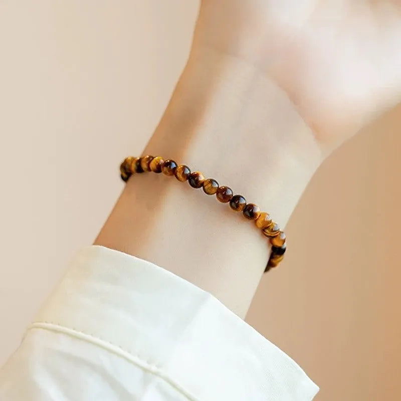 New Chinese style tigereye stone bracelet with geometric round bead design