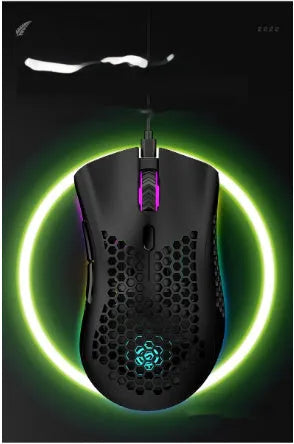 Hollow shell wireless mouse with LED lighting in black, cyan or white colour options