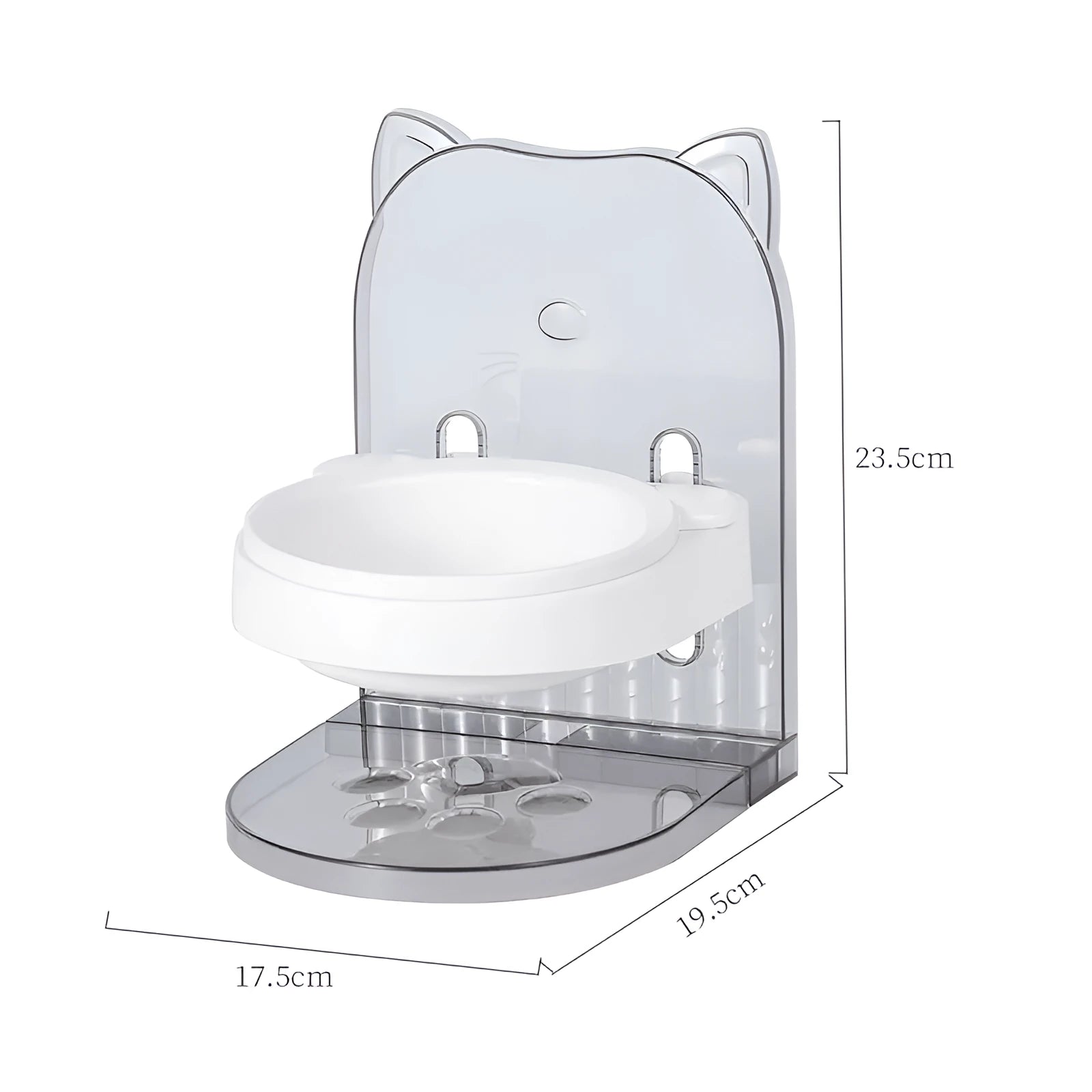 Adjustable height cat feeding bowl with anti-spill collar and neck protection design