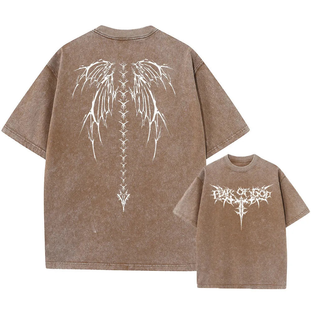 A man's oversized cotton t-shirt in a loose fit with drop shoulder short sleeves.